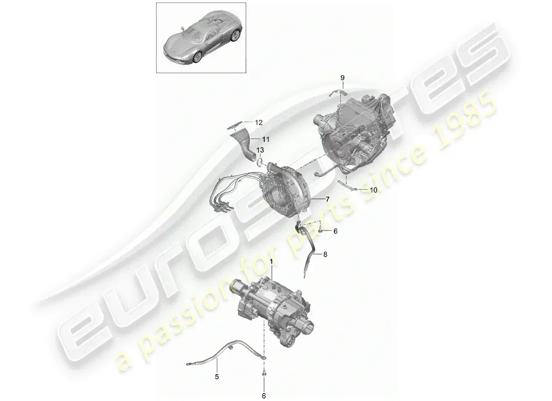 porsche 2015 (918 spyder) electric motor parts diagram