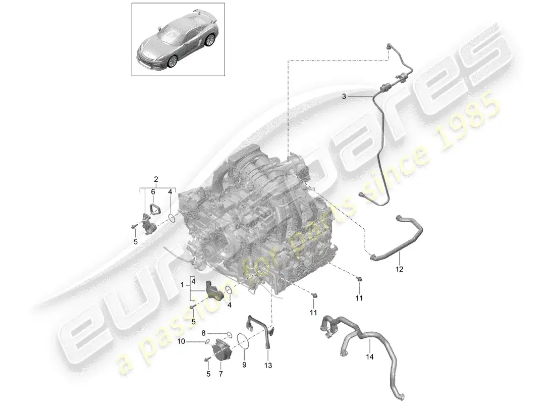 porsche 2016 (981 cayman gt4) crankcase part diagram