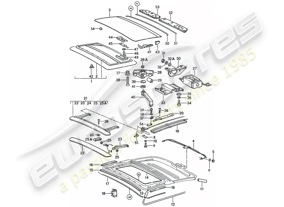 porsche 1984 (911) sunroof parts diagram