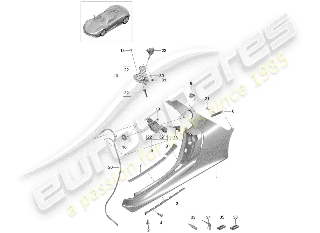 porsche 2015 (918 spyder) sill parts diagram