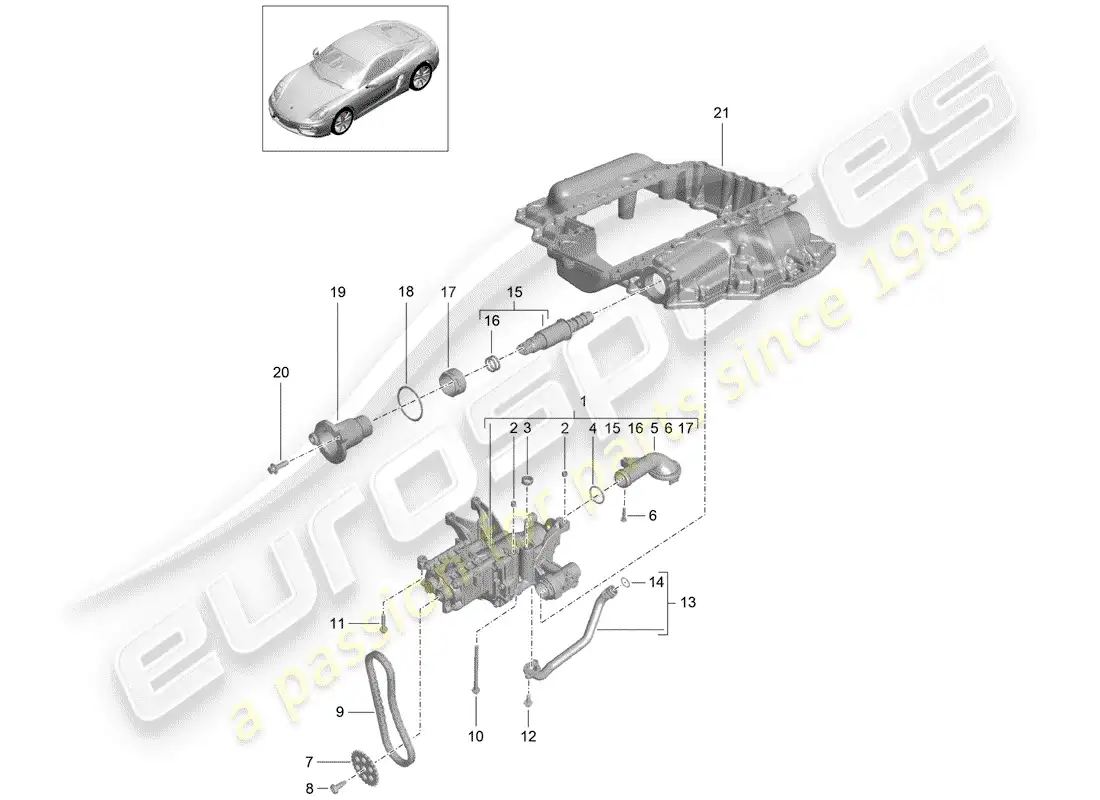 porsche 2014 (981 cayman) oil pump parts diagram