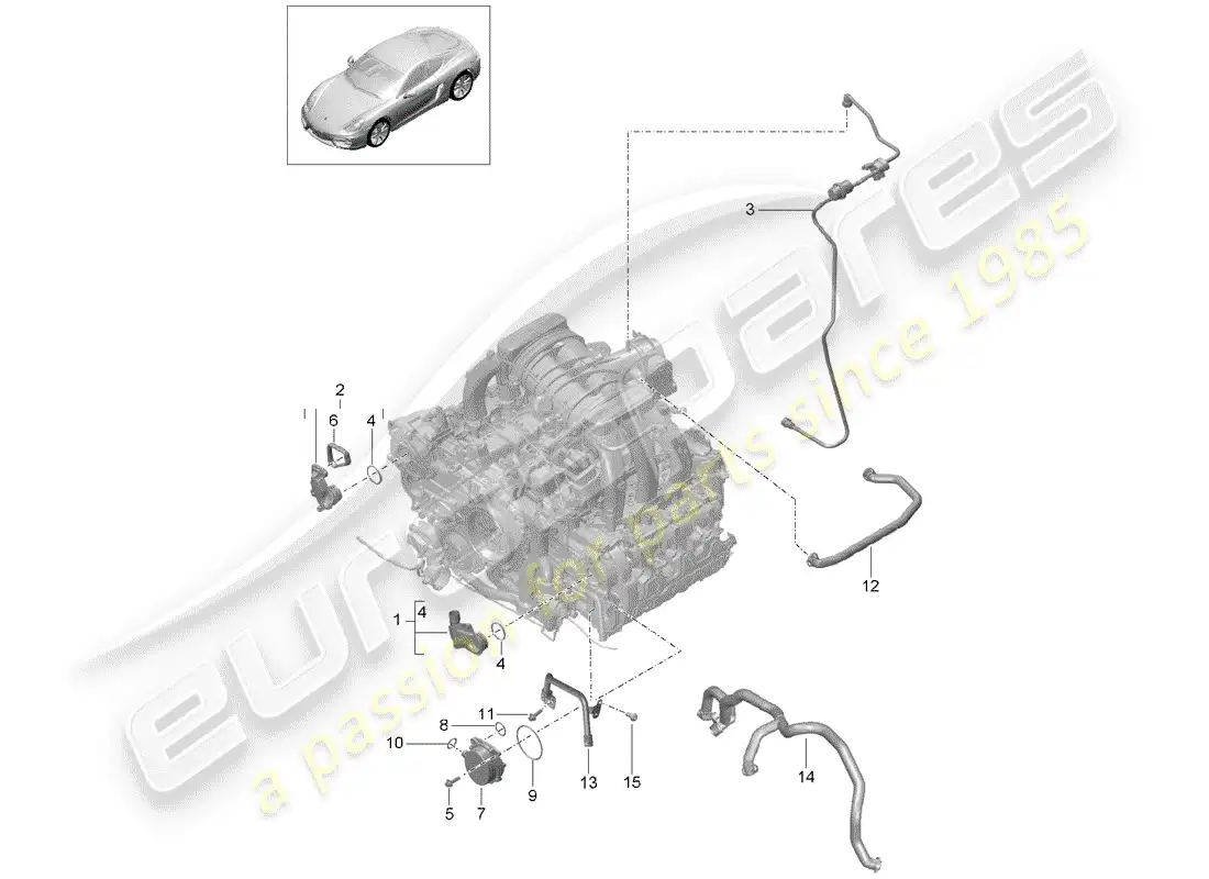 porsche 2014 (981 cayman) crankcase parts diagram