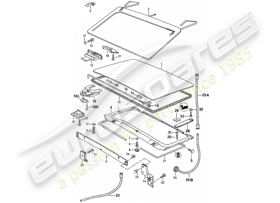 porsche 1984 (944) lifting roof - d >> - mj 1983 parts diagram