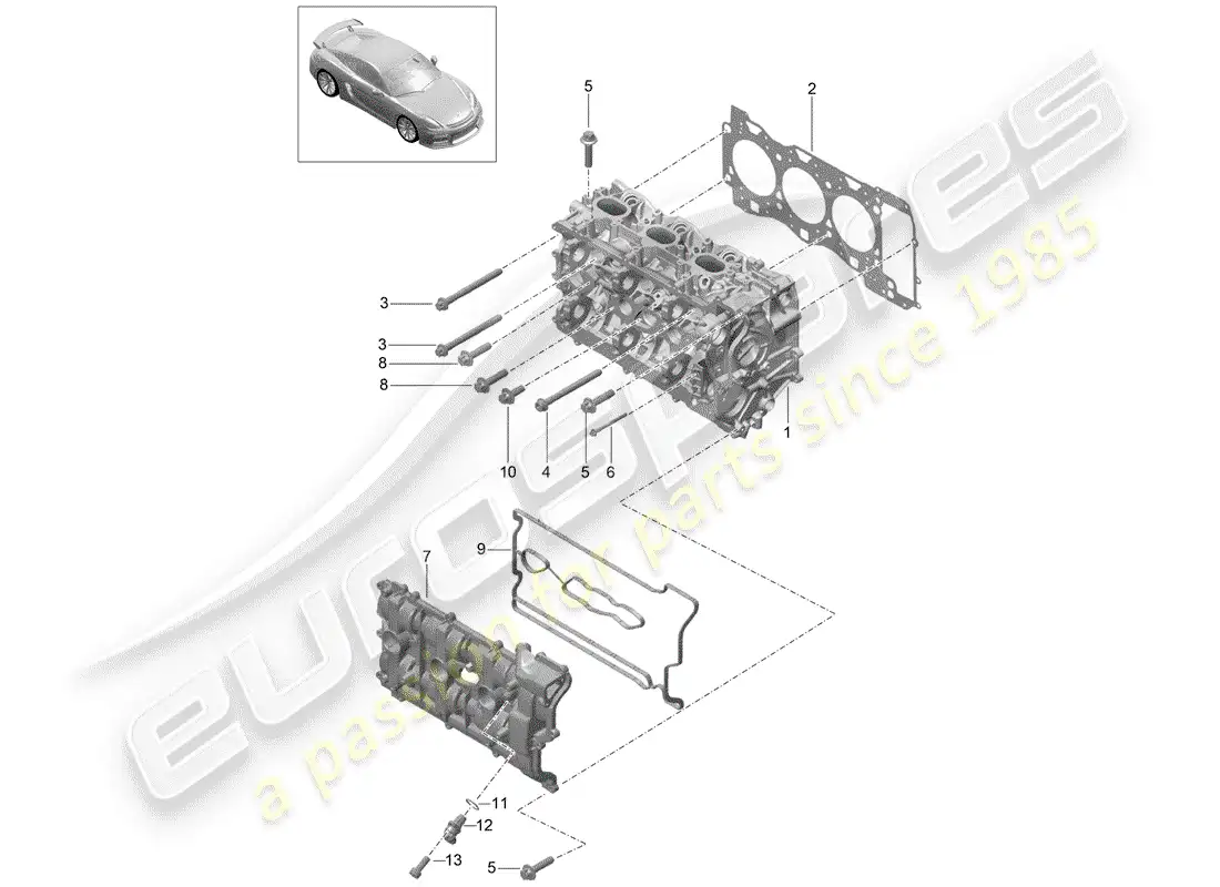 porsche 2016 (981 cayman gt4) cylinder head part diagram