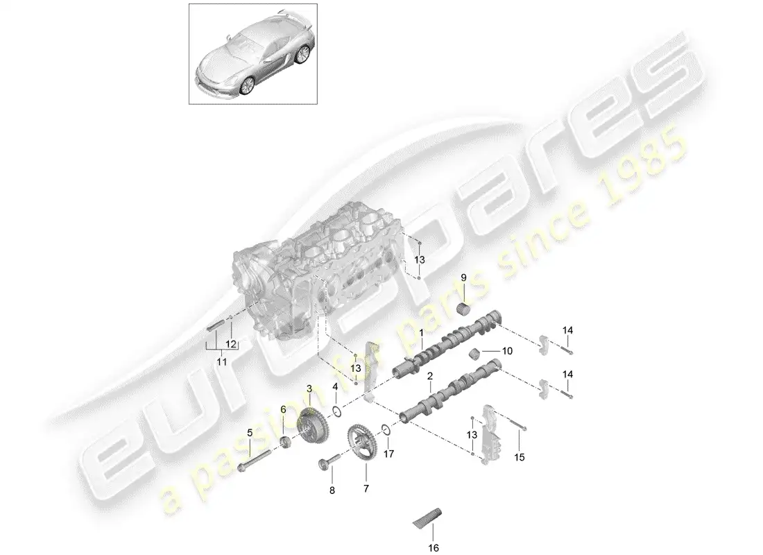 porsche 2016 (981 cayman gt4) camshaft part diagram