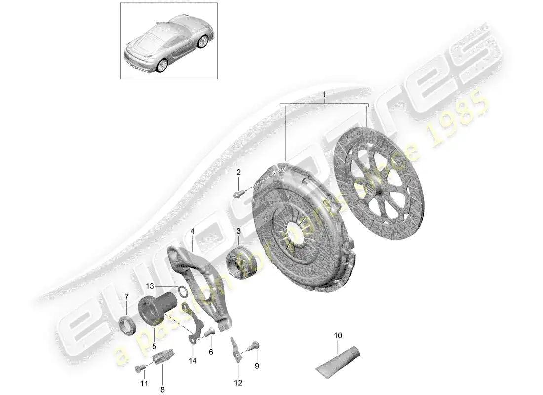 porsche 2016 (981 cayman gt4) clutch part diagram