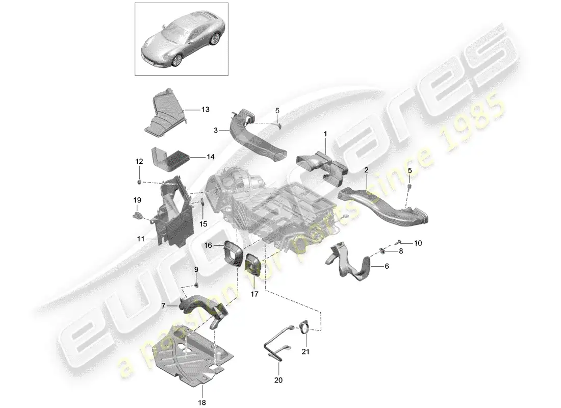 porsche 2017 (991-2) air duct parts diagram