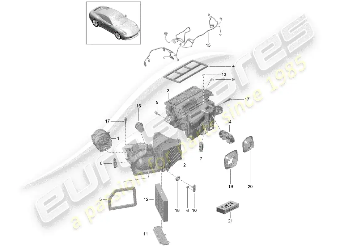 porsche 2017 (991-2) air conditioner parts diagram