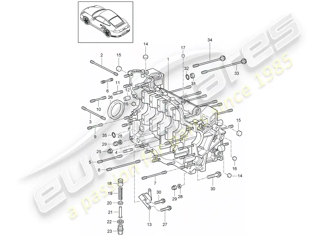 porsche 2013 (997-2 turbo / gt2 rs) crankcase parts diagram