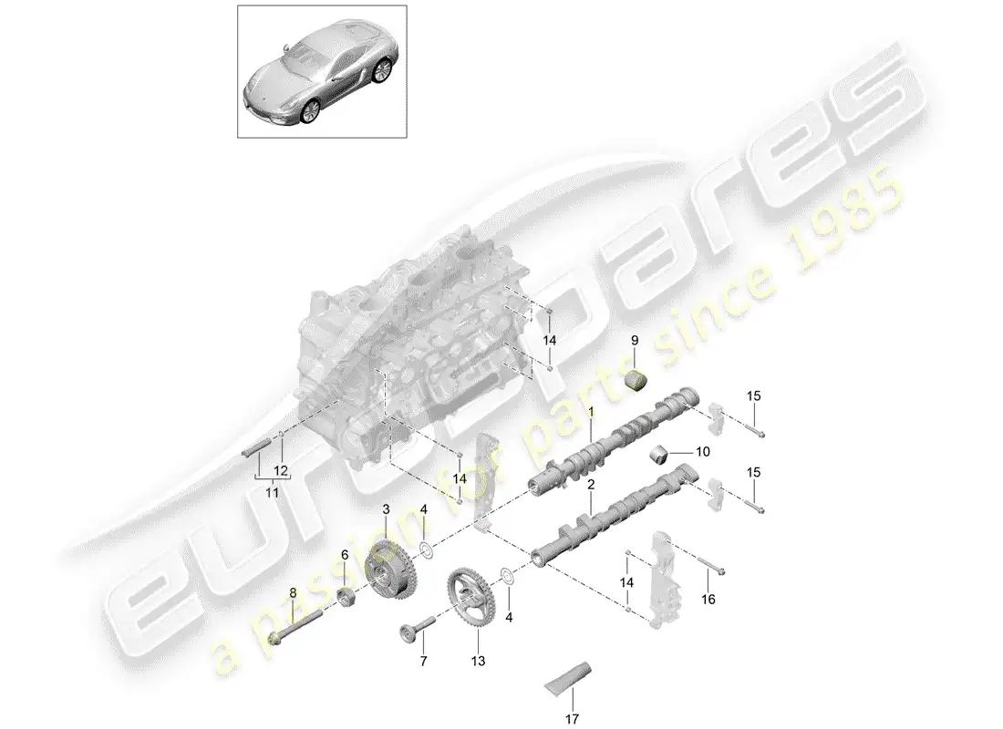 porsche 2014 (981 cayman) camshaft parts diagram