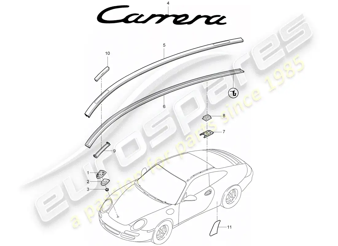 porsche 2006 (997-1) nameplates parts diagram