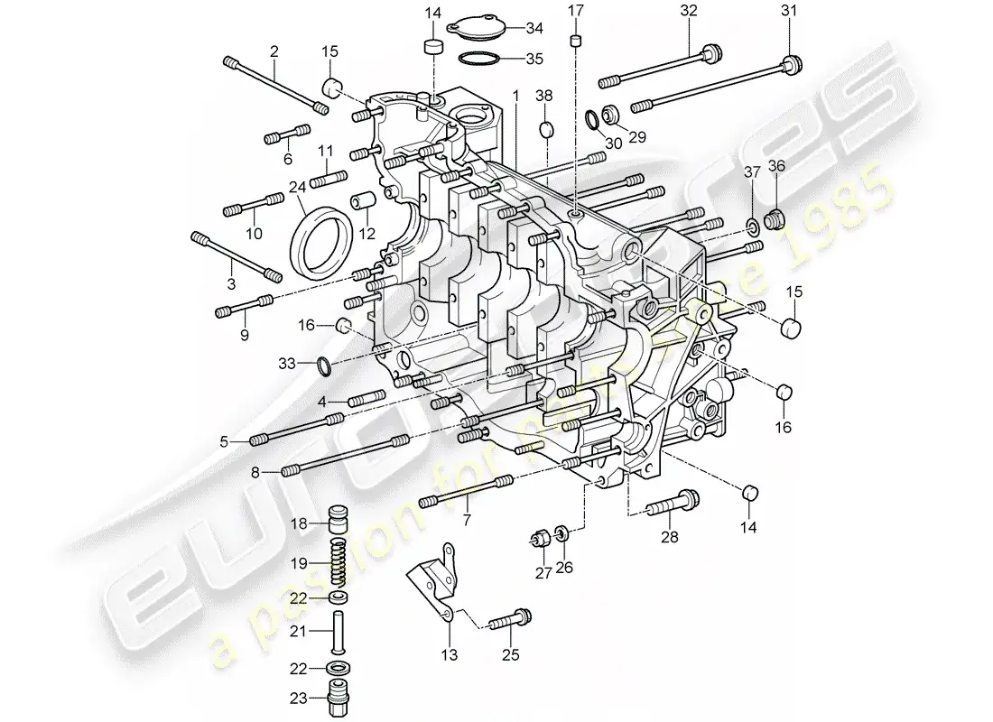 porsche 2007 (997-1 gt3) crankcase parts diagram