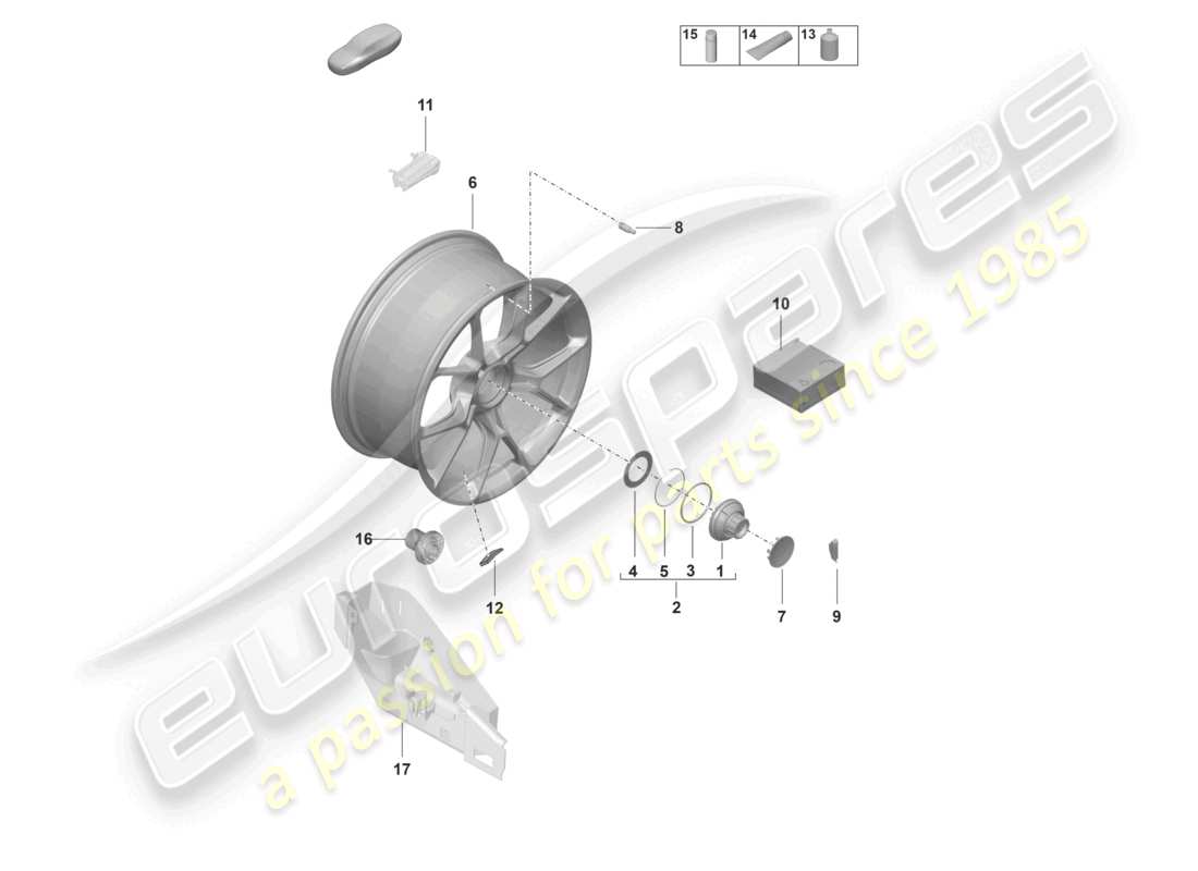 porsche 2024 (992-2 gt3/rs/st) individual parts alloy wheel with central locking part diagram