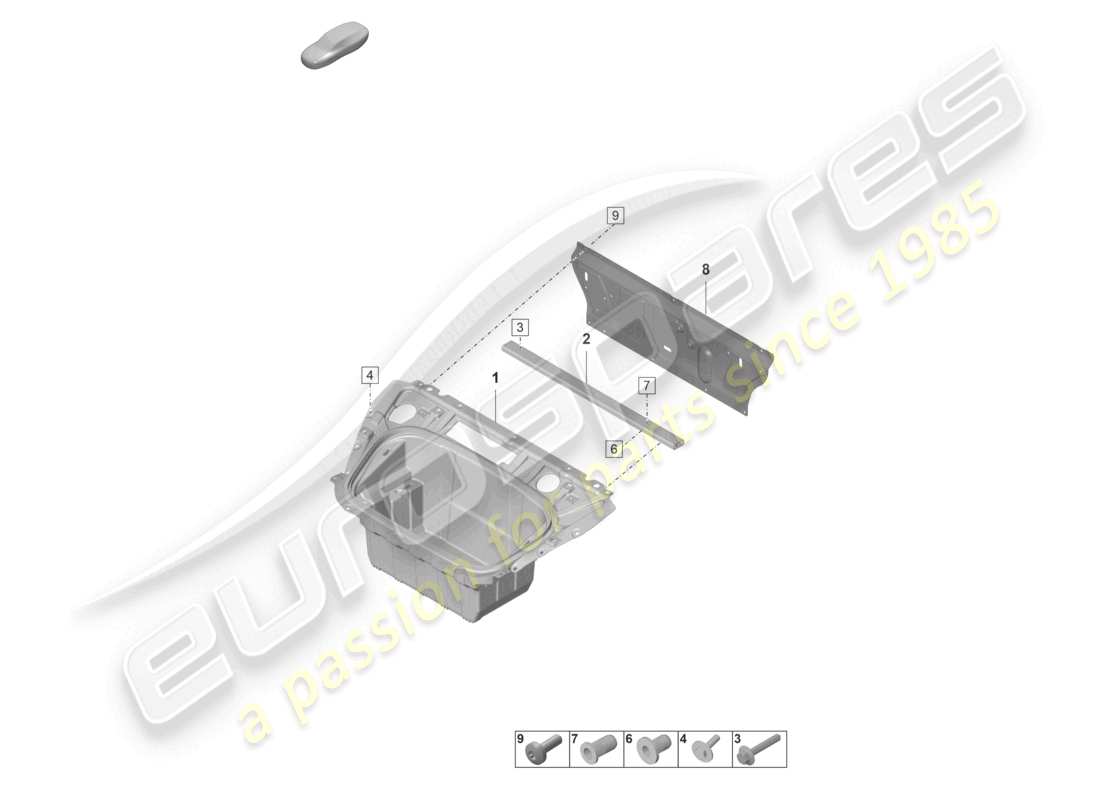 porsche 2020 (taycan 9j1-1) front end luggage compartment liner part diagram