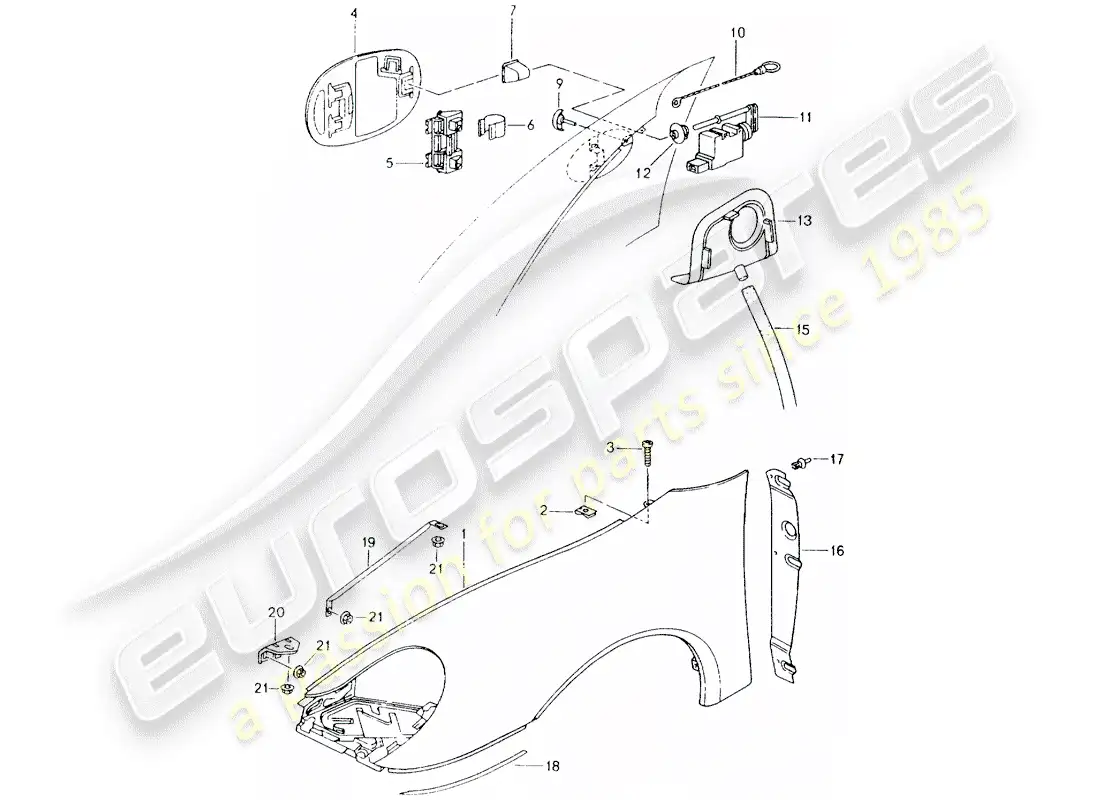 porsche 2003 (986 boxster) fender parts diagram