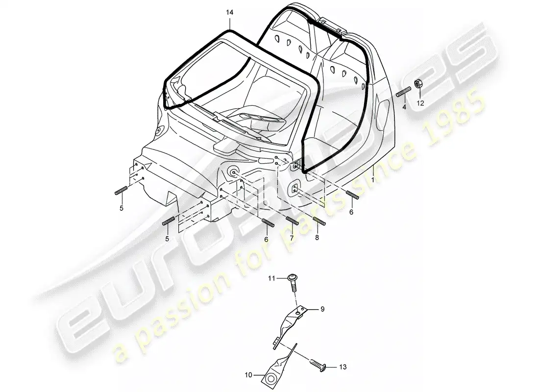 porsche 2005 (carrera gt) monocoque parts diagram