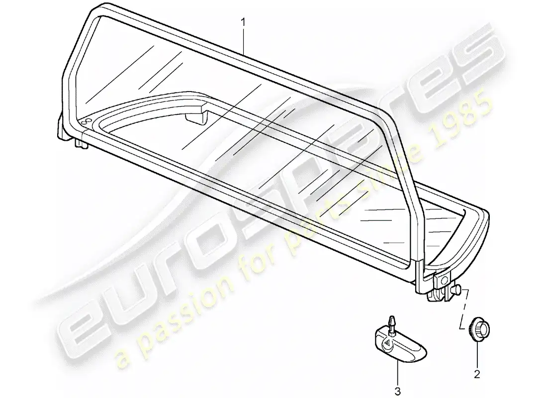 porsche 2001 (996 turbo / gt2) windscreen parts diagram