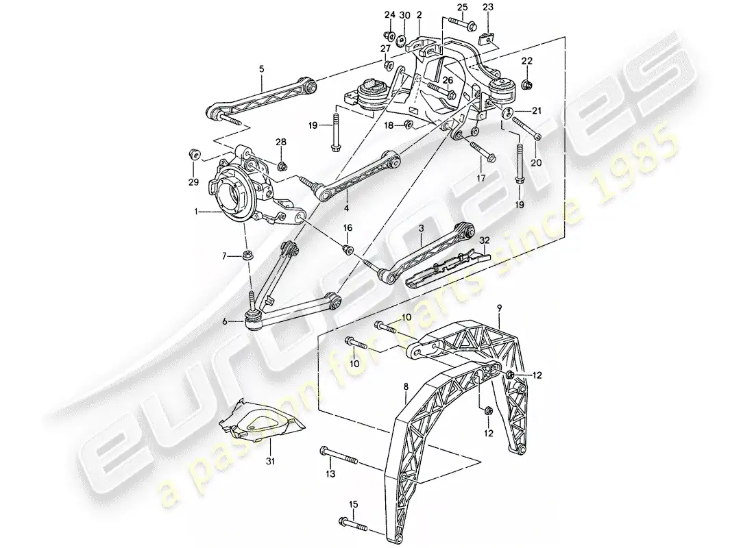 porsche 1995 (993) rear axle parts diagram
