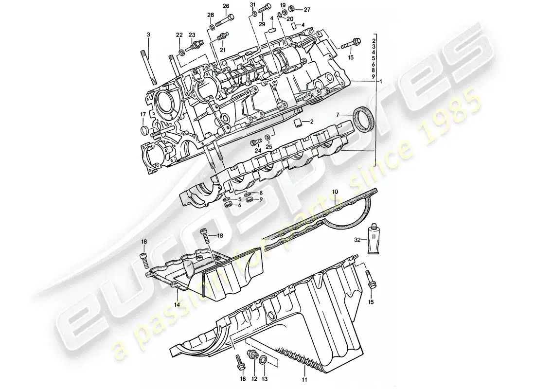 porsche 1982 (944) crankcase parts diagram