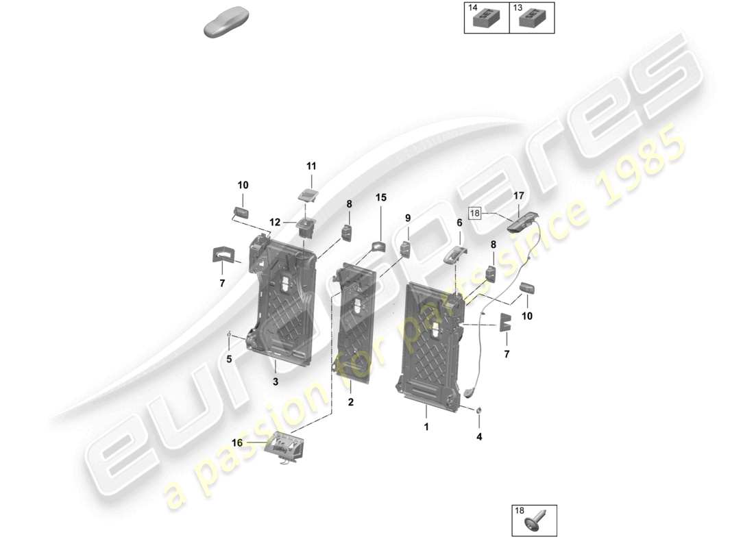 porsche 2025 (macan-e) back seat backrest accessories parts diagram