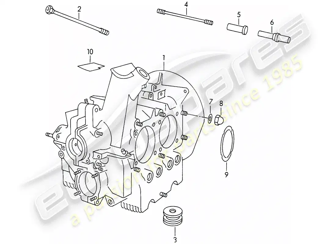 porsche 1954 (356/356a) crankcase - m >> 10 199 - m >> 21 780 - m >> 50 099 - m >> 21 999 - m >> 33 899 - m >> 40 999 parts diagram