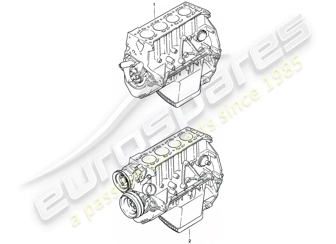porsche 1979 (924) short engine - with: - crankshaft - piston - oil pump parts diagram