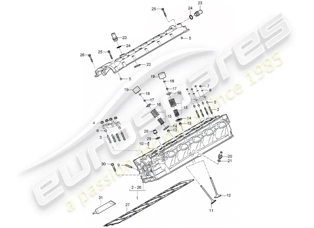 porsche 2005 (carrera gt) cylinder head - valve cover parts diagram