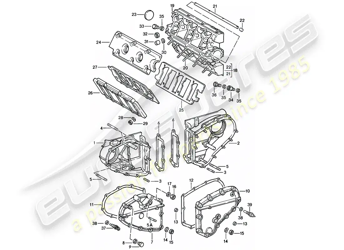 porsche 1989 (911) camshaft housing - chain case - repair set for maintenance - see illustration: parts diagram