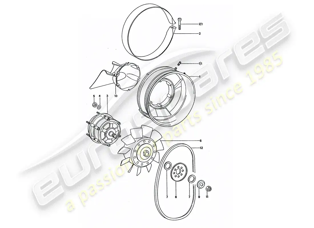porsche 1976 (911 turbo) air cooling parts diagram