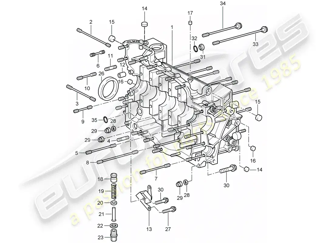 porsche 2009 997-2 turbo / gt2 crankcase parts diagram