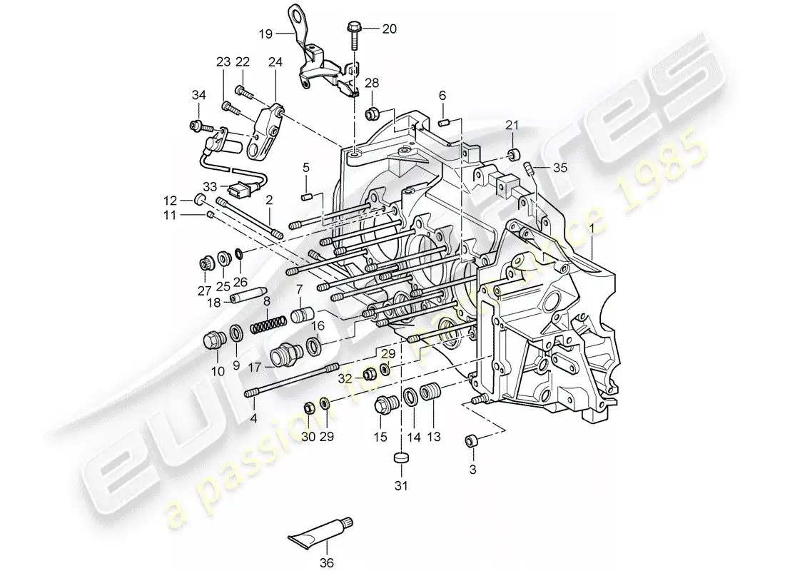 porsche 2010 (997-2 gt3) crankcase parts diagram