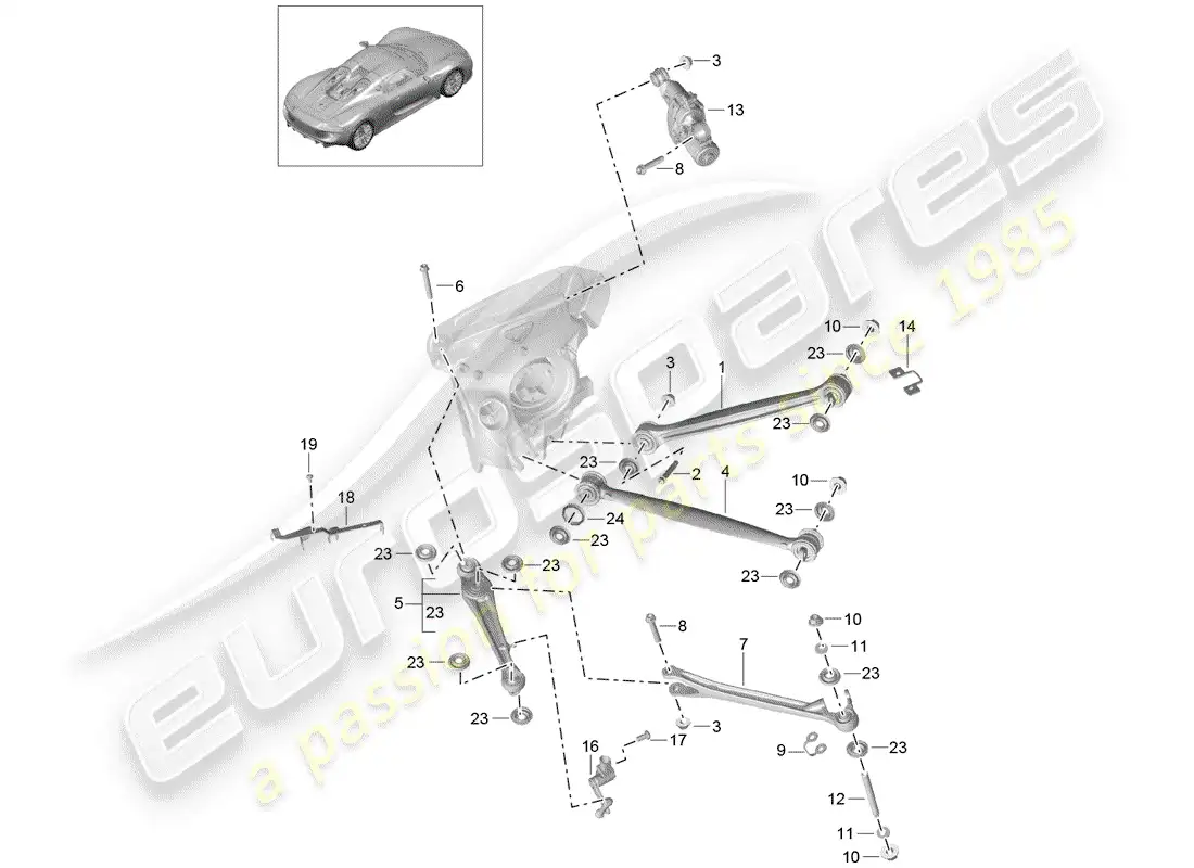 porsche 2015 (918 spyder) rear axle parts diagram