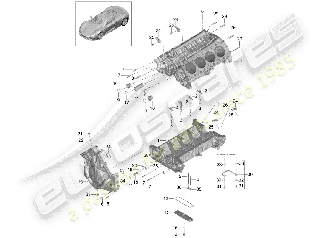 porsche 2015 (918 spyder) crankcase parts diagram