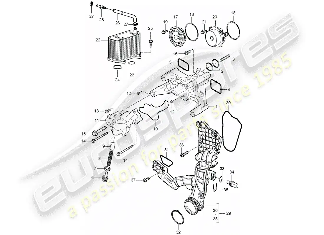 porsche 2005 (987 boxster) oil pump parts diagram