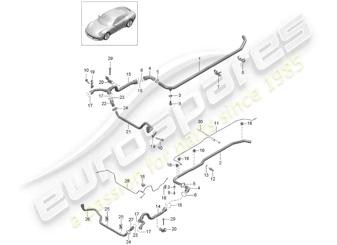 porsche 2020 (991-2) water cooling parts diagram