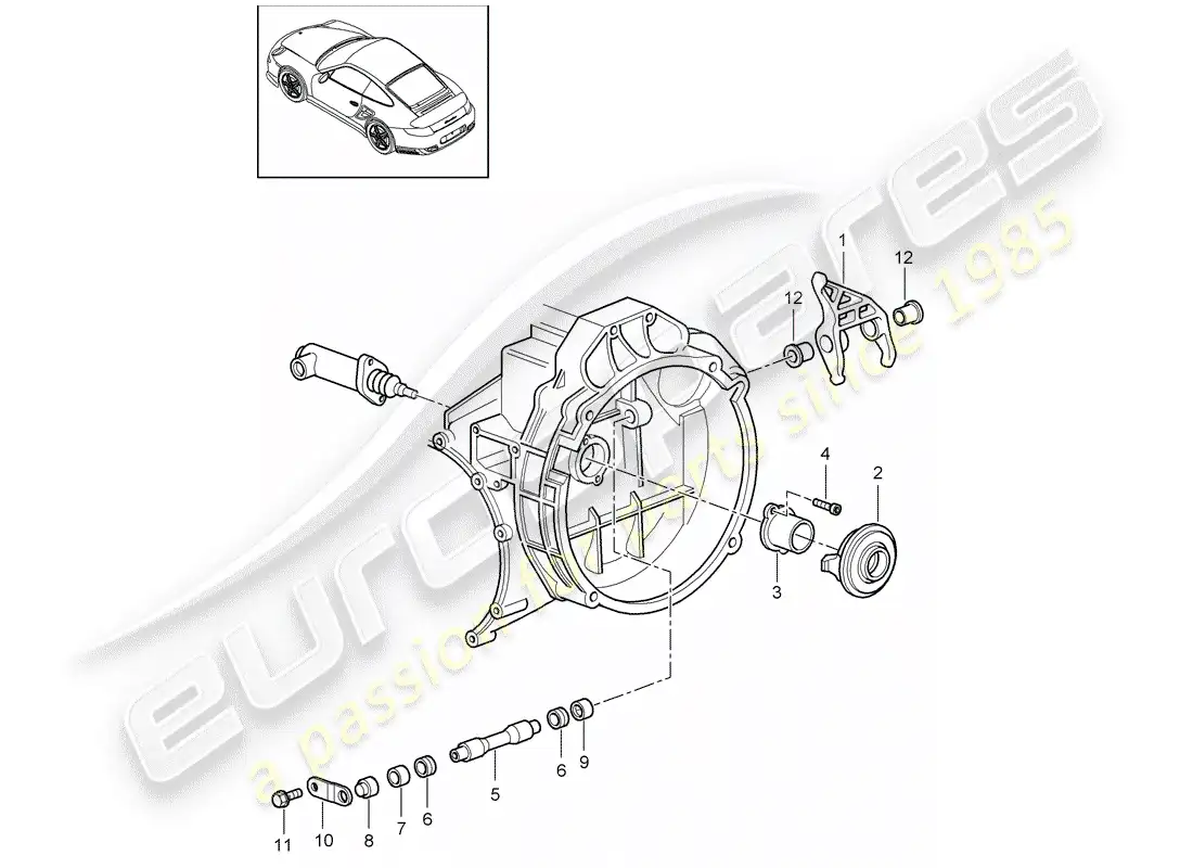 porsche 2011 (997-2 turbo / gt2 rs) clutch release parts diagram