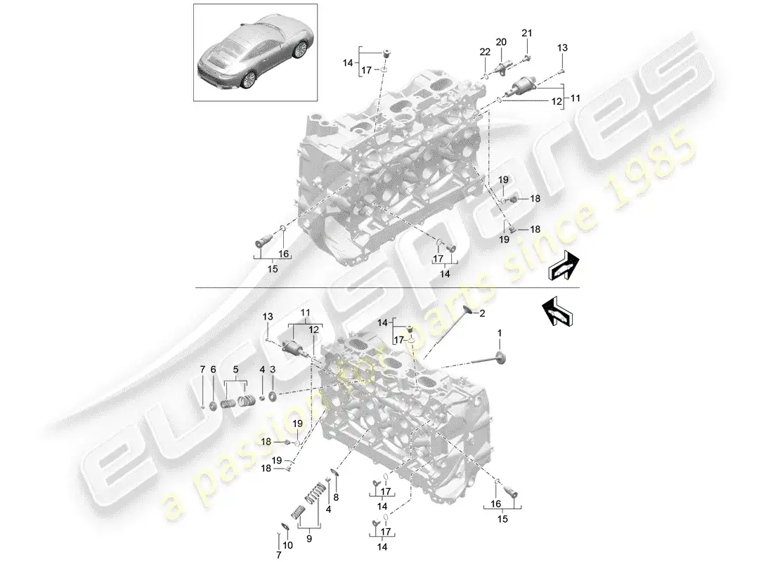 porsche 2018 (991-2) cylinder head parts diagram