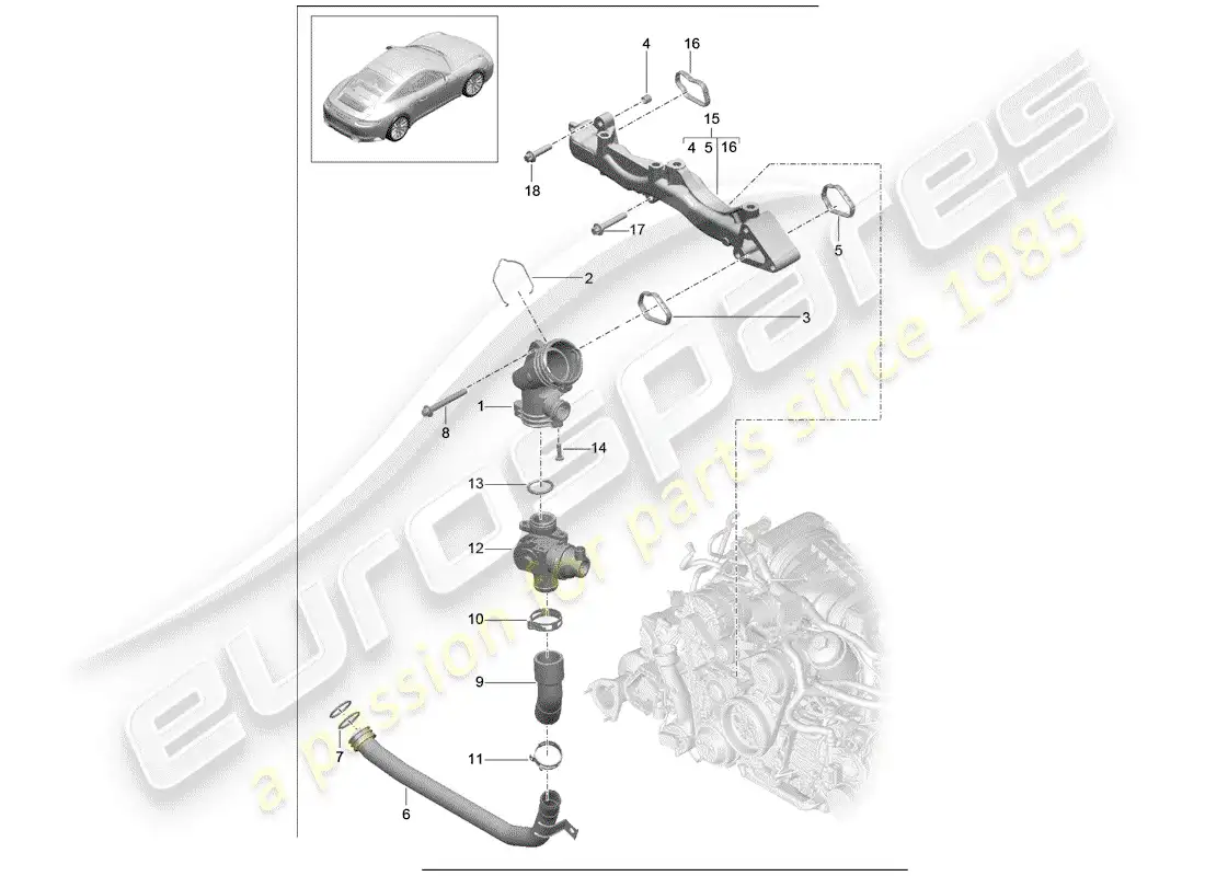 porsche 2017 (991-2) sub-frame parts diagram