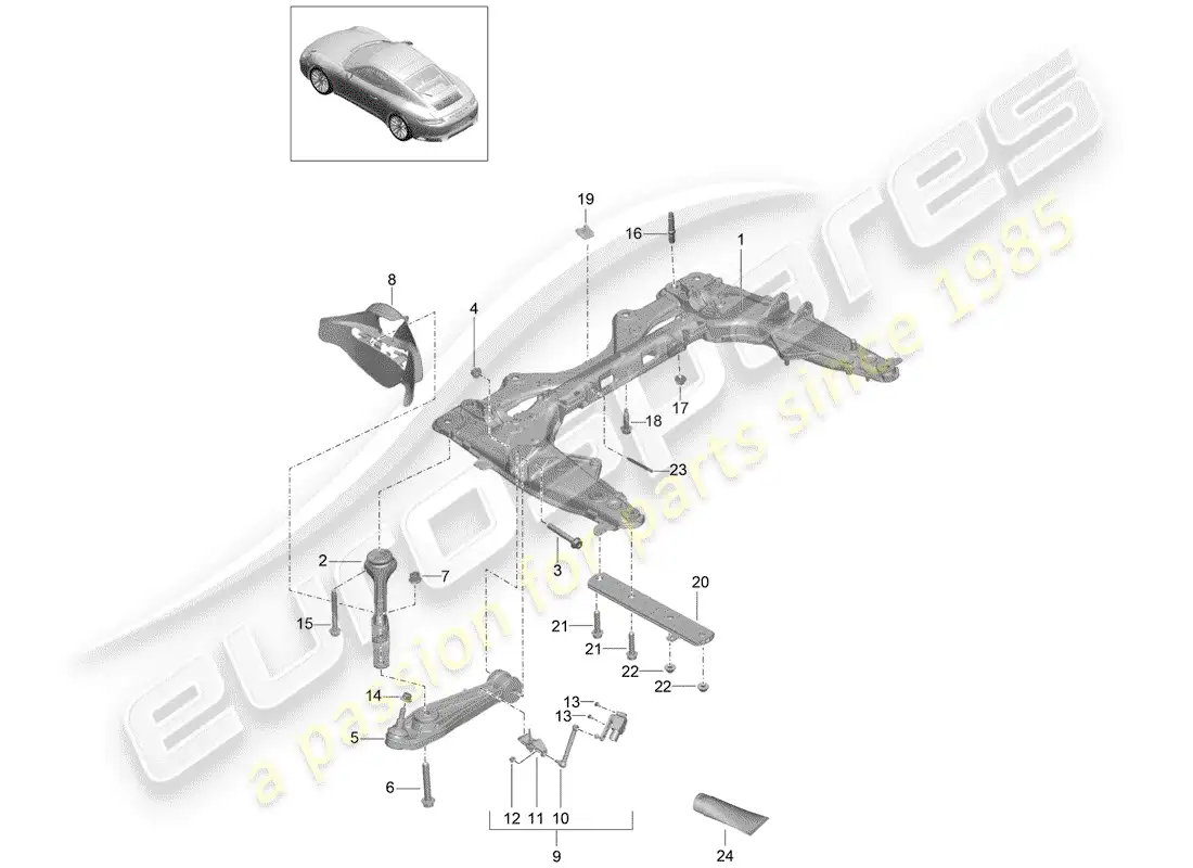 porsche 2020 (991-2) cross member parts diagram