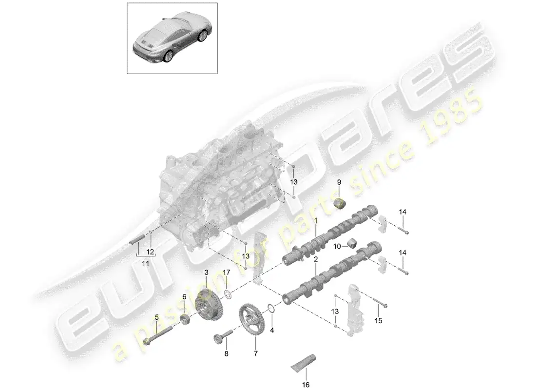porsche 2014 (991-1 turbo) camshaft parts diagram