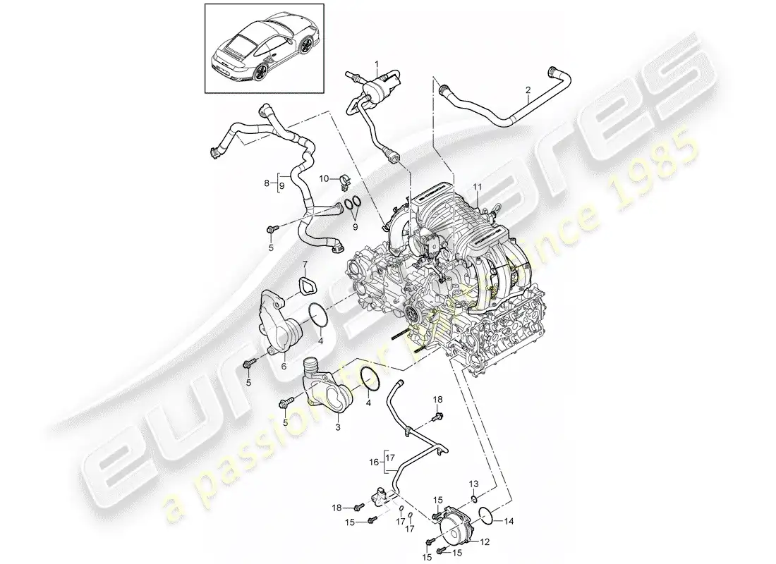 porsche 2013 (997-2 turbo / gt2 rs) crankcase parts diagram