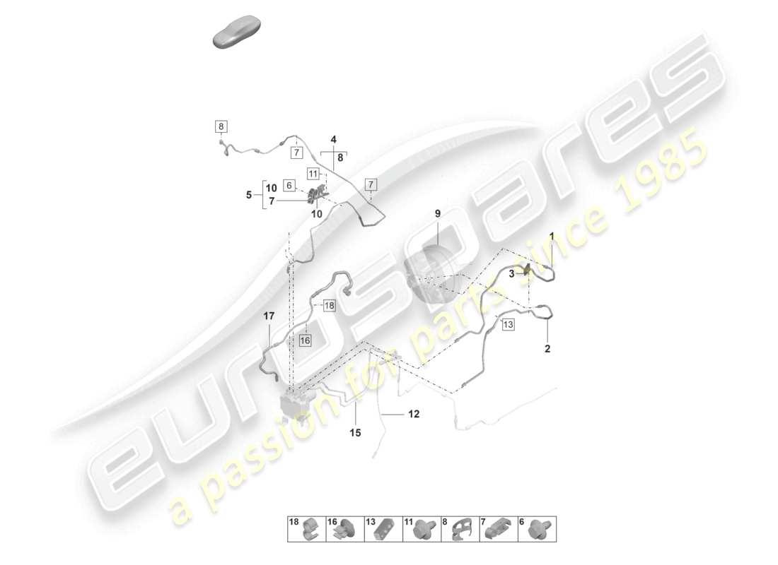 porsche 2024 (panamera 971-2) brake line brake pipe from hydro unit to coolant expansion tank part diagram