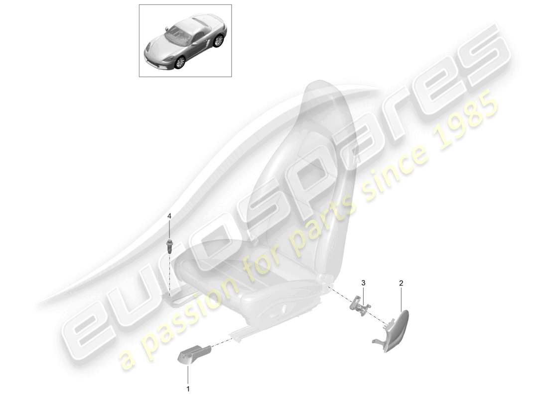 porsche 2022 (718 boxster) seat front sports seat sports seat plus bucket seat no longer available trim cover panel part diagram