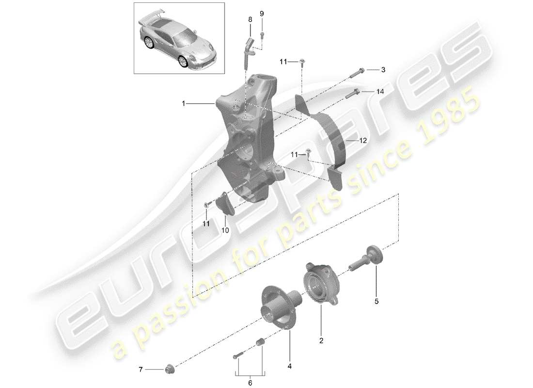 porsche 2018 (991-2 turbo) wheel carrier part diagram