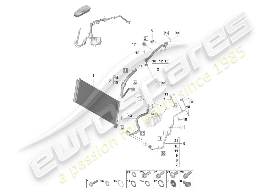 porsche 2023 (panamera 971-2) refrigerant circuit v8 bt r1234yf coolant part diagram
