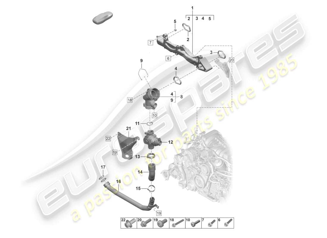 porsche 2023 (992-1) assembly carrier coolant pipe parts diagram