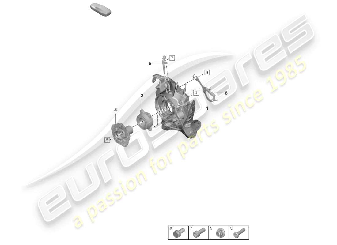 porsche 2023 (992-1) rear axle wheel carrier wheel hub parts diagram