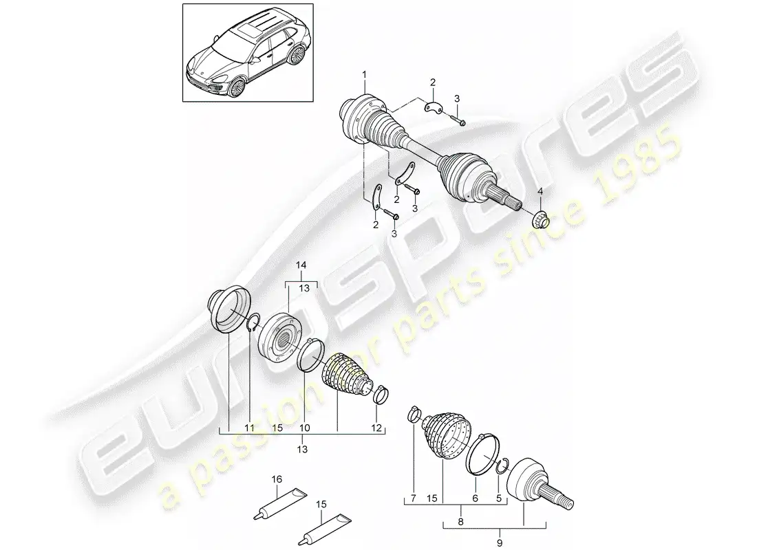 porsche 2012 (cayenne e2 92a) drive shaft parts diagram