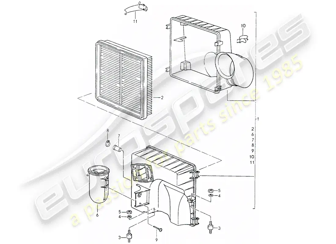 porsche 1990 (964) air cleaner parts diagram