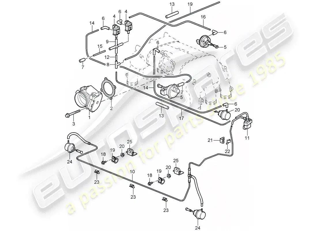 porsche 2009 (997-2 gt3) throttle body parts diagram